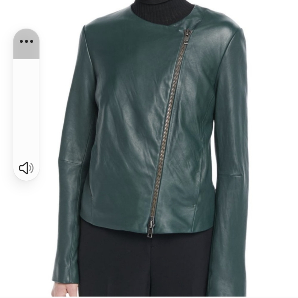 Vince leather jacket, size S, green